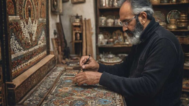 Exploration artistique dans l’atelier de Davis Saroni créateur de mosaïques à Istanbul